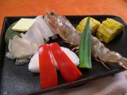 庄内浜のアワビと車エビの浜焼き