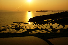 夕照りの棚田／広田　和夫