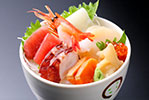 【夕食】イクラ丼他お造り6種