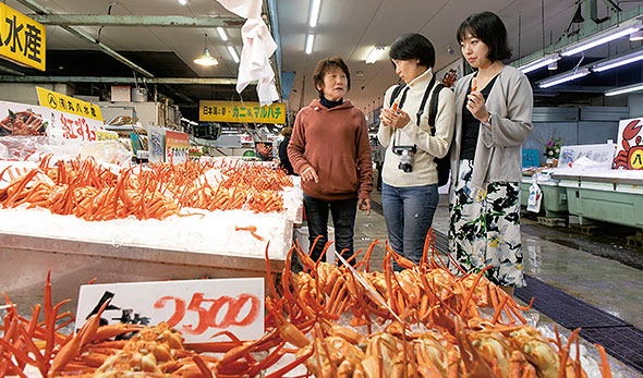 画像:蟹取県で蟹食べ放題と冬の足立美術館・境港漁港見学ツアー