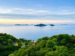 レストランから見える瀬戸内海の島々