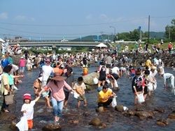 夏の風物詩　蒜山さかなつかみどり大会