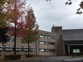 玄関前のモミジバフウが紅葉の見頃を迎えております