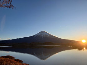 朝の富士山は神秘的。