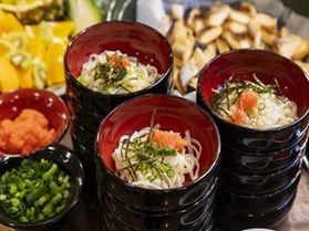 朝食ビュッフェの おすすめ稲庭わんこうどん