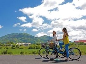 秋の蒜山高原でレンタサイクル