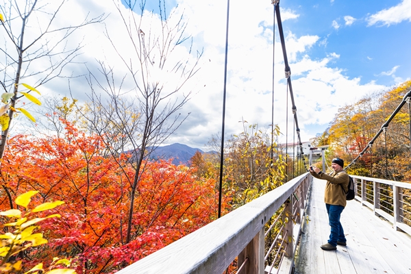 「湯ノ沢大橋」と紅葉