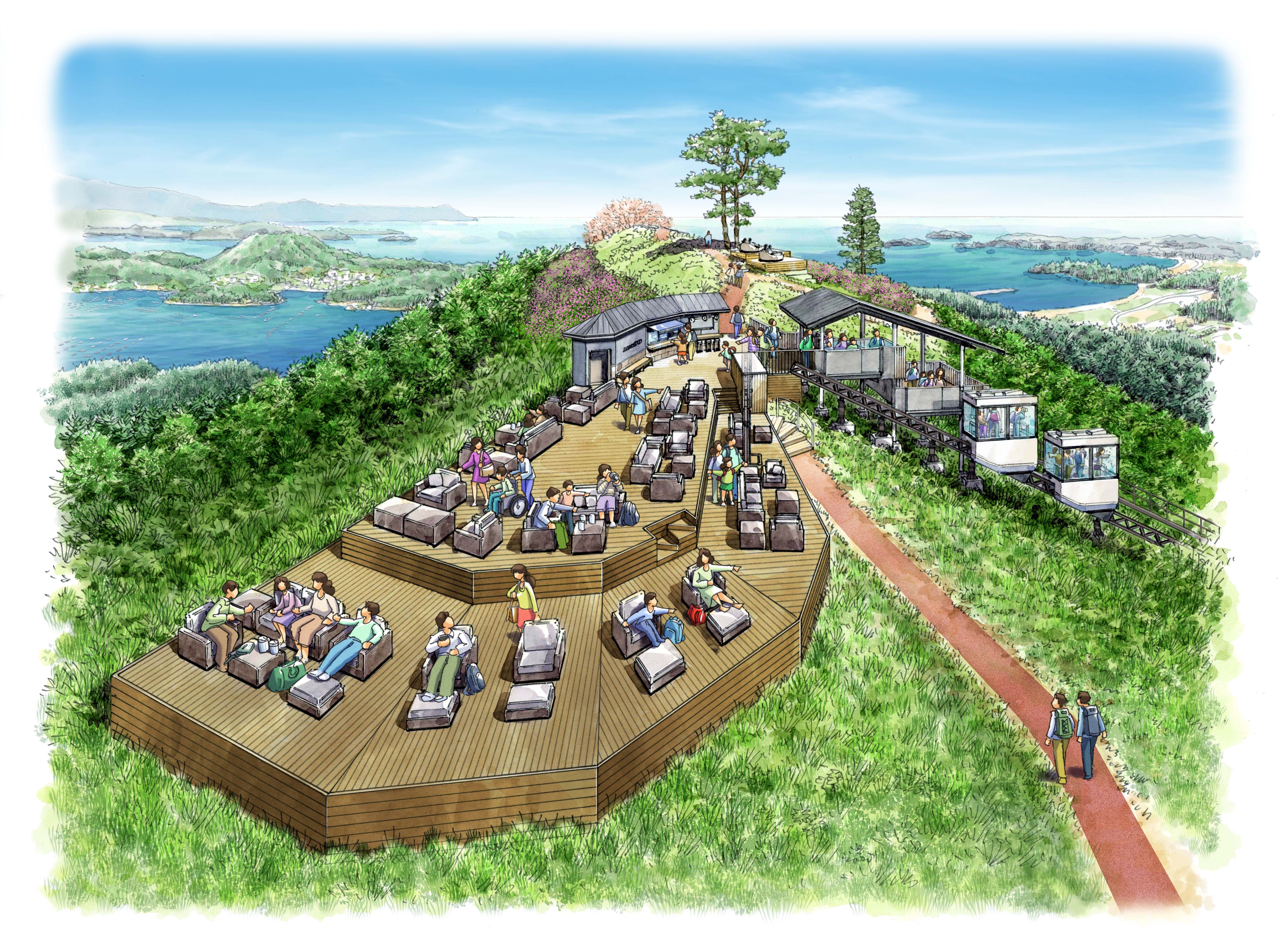 新モノレールで山頂へ 360度の絶景を望む「亀山テラス360°-Kesennuma Oshima-」が気仙沼大島に誕生