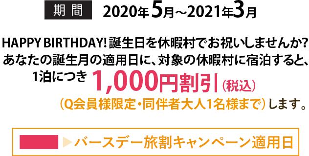 HAPPY BIRTHDAY! 誕生日を休暇村でお祝いしませんか？ 