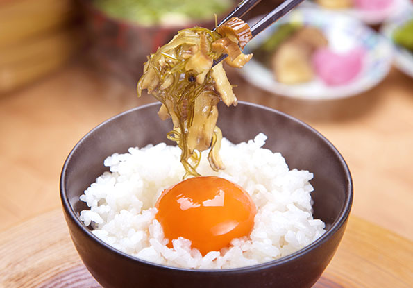いぶり松前漬けと比内地鶏卵かけごはん